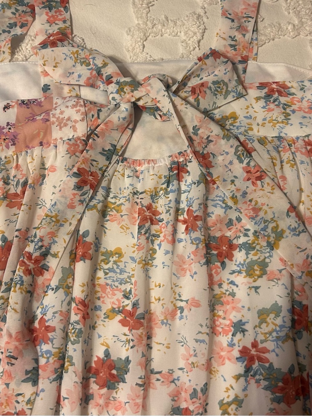 Entro Pink & White Baby Doll Floral Patchwork Tiered Sundress - Picture 3 of 5
